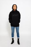 XOXO HOODIE with built in face mask in BLACK