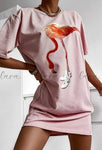 Long Pink T-shirt/dress -FLAMINGO