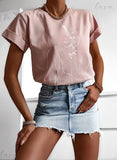 Pink T-shirt -the romantic girl with flower