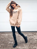 XOXO HOODIE with built in face mask in BEIGE