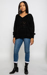 Women's openwork heart sweater in Black