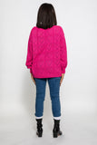 Women's openwork heart sweater in Pink
