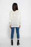 Women's openwork heart sweater in White