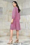 Summer dress with small pink and violet flowers print